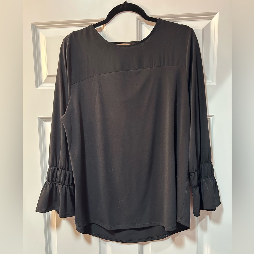 Chico's Black Blouse with Ruffled Sleeves. Chicos size 2(large)